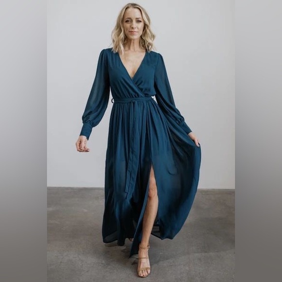 chinese dress ladies Nicoblu Celine Maxi Crinkle Chiffon Dress in Blue Mediterranean Swirl Petite-6